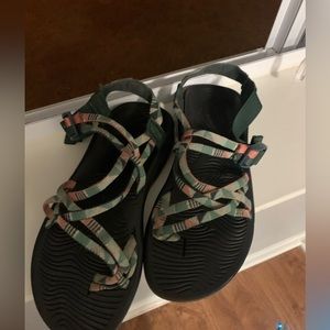 Chaco's Turquoise Peach Double Strap Yampa Hiking Sandals in Women's
